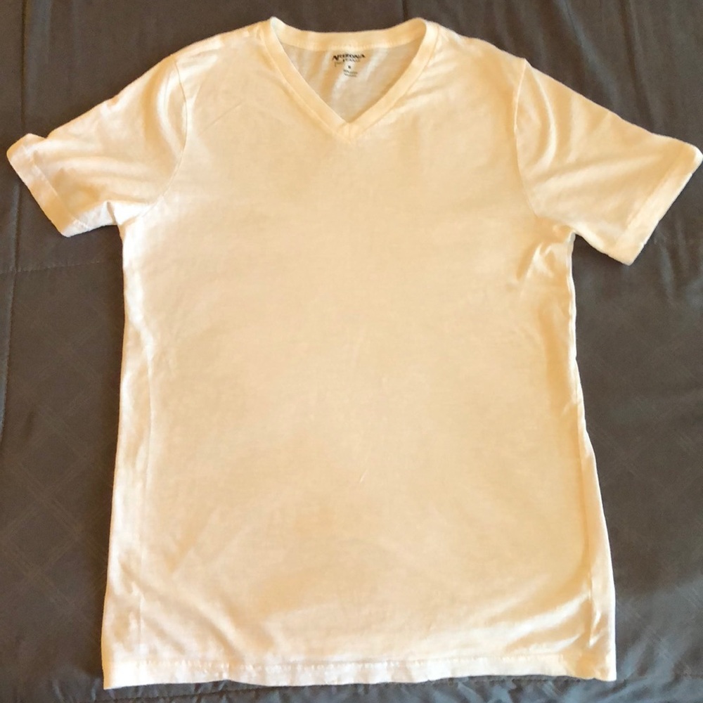 Men’s white V-neck T-shirt; size medium